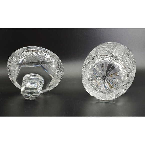 Bohemia Vintage Czechoslovakia Hand Cut Lead Crystal Jar with Lid Original Label - Picture 5 of 6